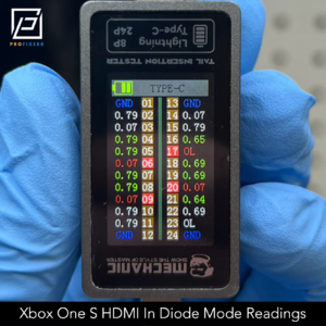 Xbox One S HDMI In Mechanic T-824 Tail Insertion Tool Diode Mode Readings.png