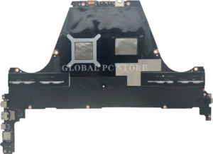 A view of the back of the ASUS GX650PY's motherboard. Most of the motherboard is covered by mylar tape and not visible.