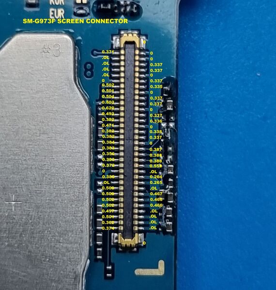 File:Galaxy S10 SCREEN CONNECTOR - Diode Mode Readings.jpg
