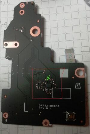 Test point of the L1 shoulder switch on the rev B controller board - full view