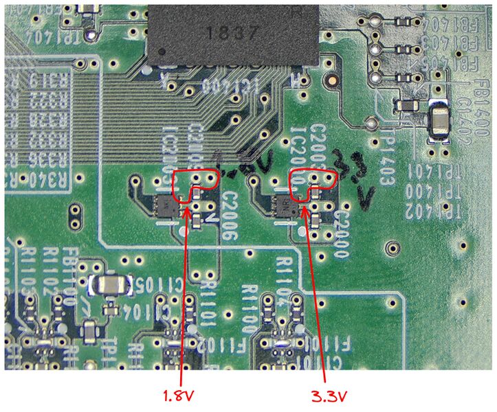 File:Epson elpdc21 document camera power rails measured zoomed in on two regulators.jpg