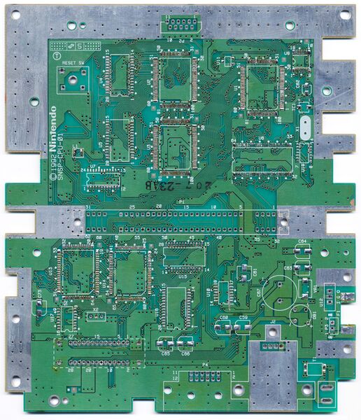 File:SNES SNSP-CPU-01 UPPER CLEAN PCB SCAN ATV.jpg