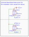 Schematic for the mode-switch circuit to switch the MCU to programming mode - rev B board (Renesas MCU)