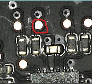 Test point of the L1 shoulder switch on the rev B controller board